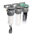 Ecosoft 3P Grey Triplex 10" regenwaterfilter met spoelklep, aansluiting ¾"